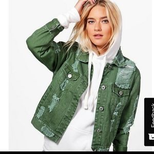 Boohoo Distressed twill Jacket / Khaki